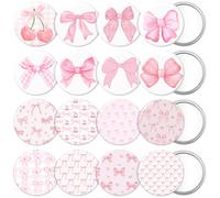 Lot de 16 miroirs compacts esthétiques avec nœud rose - Pour voyage, maquillage, sac à main - Cadeau pour filles et femmes - Pour enterrement de vie de jeune fille et femme