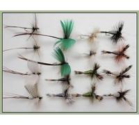 Lot de 16 mouches de mai sans ardillon - Drakes - Vert/gris - Wulff, Humpys - Taille 10 - Les meilleurs mouches de début de saison - Indispensables pour mai et juin
