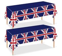 Lot de 16 nappes en papier avec motif Union Jack - Grande nappe de fête britannique en PEVA - Fournitures de fête britanniques pour décoration de fête de rue, événements nationaux, décoration de