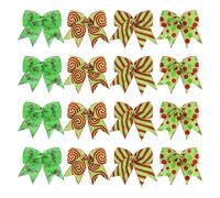 Lot de 16 nœuds décoratifs luxueux pour sapin de Noël en polyester imperméable pour cheminées, porte, fête, style sapin de Noël multicolore