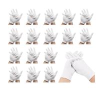 Lot de 16 paires de gants en coton blanc - Gants de protection doux d'épaisseur moyenne - Taille L - Gants en coton pour hydratant, spa, cosmétique, inspection, main de service