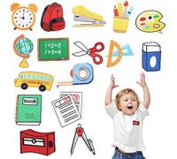 Lot de 16 Patch Thermocollant pour la Rentrée Scolaire, Thermocollants Colorés sur le Thème de l'école Livre Globe Bus École Repasser sur les Patchs pour Vêtements Bricolage Artisanat