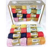 ○ Lot de 16 pelotes de fil à crochet Zepelins Ne 5/2 Série 4 couleurs assorties 100% coton perlé mercerisé égyptien pour crochet ou tricot avec une finition élégante
