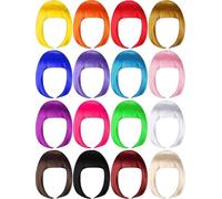 Lot de 16 perruques colorées à cheveux courts pour cosplay, carnaval, pour femme et fille, carnaval, fête, déguisement