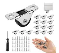 Lot de 16 petites roulettes de meuble de 12 mm avec plaque en acier - Petites roulettes silencieuses - En caoutchouc - Avec vis - Pour petits meubles, appareils, table, armoire