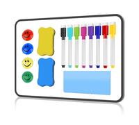 Lot de 16 petits tableaux blancs magnétiques double face A4 avec stylos effaçables à sec, gommes, aimants et chiffon de nettoyage pour la maison, l'école, le bureau, idée cadeau pour les enfants