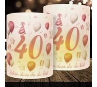 Lot de 16 photophores décoratifs de table pour 40e anniversaire pour femme - Décoration de table pour 40e anniversaire - Or rose - Décoration pour 40e anniversaire femme - « Schön dass Du da bist » -
