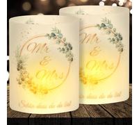 Lot de 16 photophores décoratifs de table pour mariage, noces d'or, noces d'argent, décoration Mr & Mrs, « Schön dass Du Da bist », convient pour bougies chauffe-plat ou bougies