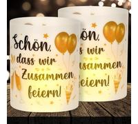 Lot De 16 Photophores-Décoration De Table D'anniversaire-Décoration De Table D'anniversaire-« Schön Dass Du Da Bist »-Convient Pour Les Bougies Chauffe-Plat Ou Les Bougies-Pour Femmes,