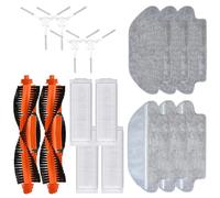 Lot de 16 pièces compatibles avec Xiaomi Robot Aspirateur S10 S12 B106GL Accessoires de rechange Brosse principale Brosse latérale Filtre HEPA Chiffon