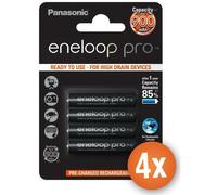 Lot de 16 piles AAA Panasonic Eneloop Pro rechargeables 930mAh avec boîtiers de rangement