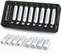 Lot De 16 Piles Rechargeables Aaa Avec Chargeur,Piles Aaa Rechargeables Haute Capacité 1000 Mah 1,2 V Nimh Faible Autodécharge