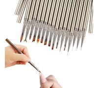 Lot de 16 pinceaux pour - Kit d'outils de conception de clous avec pinceaux de doublure - Stylos dégradés - Pinceaux professionnels pour acrylique, gel, vernis, peinture à domicile