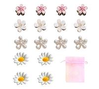 Lot de 16 pinces à cheveux forme fleur avec 1 sac de gazeneige, mini pinces à cheveux formefleur, petites pinces à cheveux, pinces à cheveux marguerites, adaptées mariages, déguisements quotidiens
