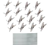 Lot de 16 pinces crocodiles en métal avec 16 tiges, petites pinces en métal, pour sapin de Noël, fleurs artificielles, accessoires de décoration