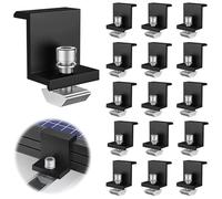Lot de 16 pinces de panneau solaire en aluminium PV de 30 mm - Support en Z pour panneau solaire - Fixations solaires pour toits, murs, bateaux, camping-cars - Noir