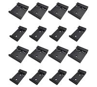 Lot de 16 pinces fixes pour rail DIN, pinces fixes de rail DIN de 35 mm de large, clips de relais statiques en alliage d'aluminium, installation de clips de rail, accessoires de rail de suspension DIN