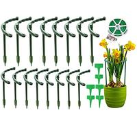 Lot de 16 Piquets de Support pour Plantes, Anneau Demi-Rond en Plastique pour Cage de Plantes, Support de Fleurs de Jardin pour Petites Plantes, Fleurs, Légumes (15 x 25 cm + 15 x 15 cm)