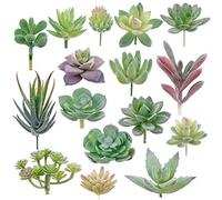 Lot de 16 Plantes Artificielles Succulentes Flocage sans Pot Mini Fausses Plantes Succulentes pour Lotus Paysage Décoratif Jardin Arrangement Décor