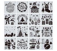 Lot De 16 Pochoirs Ajourés Pour Peinture De Noël, Ensemble De Pochoirs En Pet, Modèle Graffiti Pour Bricolage, Artisanat D'art, Scrapbooking