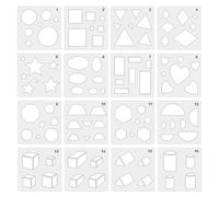 Lot de 16 pochoirs de dessin pour enfants, formes géométriques, coloriage pour formes simples