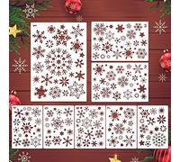 Lot de 16 pochoirs de Noël réutilisables en forme de flocon de neige pour peinture de Noël, loisirs créatifs, décoration murale, fenêtre, bois, porte, journal, scrapbooking
