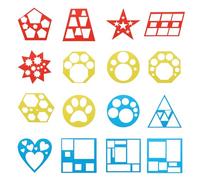 Lot de 16 pochoirs de traçage de formes colorées, ensemble de modèles géométriques pour dessin simple, art, peinture, loisirs créatifs