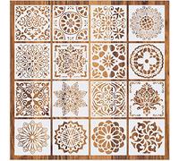 Lot de 16 pochoirs mandala réutilisables - Découpe laser - Pochoirs à pois - Pour mur/pierre/meubles en bois - Pour enfants (6 x 6 pouces)