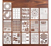 Lot de 16 pochoirs réutilisables pour planificateur, lettres, journal, scrapbooking, décoration de carnet, calendrier, scrapbooking, album photo