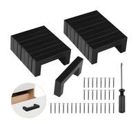Lot de 16 poignées pour armoires de cuisine, carrées, en acier inoxydable, noir, espacement des trous : 64 mm, avec vis