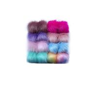Lot de 16 pompons en fourrure synthétique pour bonnets - Avec bouton pression - 8 cm/10 cm/12 cm/14 cm - Pompons en fourrure synthétique - Pour chapeaux, chaussures, écharpes, sacs, porte-clés (4,8