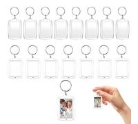 Lot de 16 porte-clés photo double face en acrylique transparent, personnalisables, format universel, avec cadre photo intégré pour souvenirs, notes et identification quotidienne