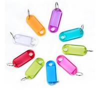 Lot de 16 Porte-clés, Porte-clés Inscriptibles pour l'étiquetage en Plastique Transparent, Porte-clés de Tri, Marquage des clés pour La Maison, Le Bureau (5.4 x 2 cm)