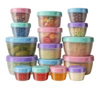 Lot de 16 pots de conservation bébé,pot plastique avec couvercle hermétique réutilisable,pour compotes, purées,yaourts,boîte de conservation alimentaire sans BPA pour congélation et repas(4 tailles)