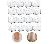 Lot de 16 protecteurs de pieds de chaise carrés en silicone de 38 x 38 mm pour pieds de chaise, , capuchons de pieds de tabouret pour éviter les rayures sur le sol en bois dur et réduire le bruit