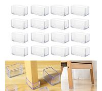 Lot de 16 protecteurs de pieds de chaise rectangulaires en silicone de 15 x 30 mm pour pieds de chaise, pour éviter les rayures sur les sols en bois dur et réduire le bruit