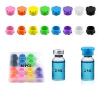 Lot de 16 protecteurs en silicone pour flacons de peinture pharmaceutique Multicolore 3 ml