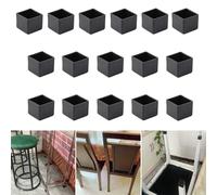 Lot de 16 protections carrées en silicone pour pieds de chaise, 30 x 30 mm, capuchons noirs pour éviter les rayures au sol