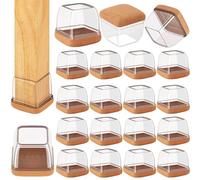 Lot de 16 protections carrées pour pieds de chaise en bois dur - En silicone - Pour protéger les sols en bois contre les rayures, épais, ne se déchire pas (convient pour : 2,4 cm à 3,7 cm)