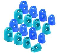 Lot de 16 protège-doigts en silicone, 4 tailles, pour compter l'argent, tri du papier, couture, tricot, jeu de guitare (bleu, bleu ciel)