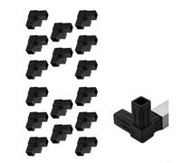 Lot de 16 raccords en T en plastique noir conçus pour tubes carrés de 20 mm, connecteurs coudés solides à trois voies pour la construction de clôtures de jardin, supports de rangement et projets de