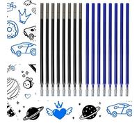 Lot de 16 recharges effaçables bleues et noires 0,7 mm, compatibles avec stylo Pilot FriXion, Clicker, Slim, Eberhard Faber, cartouches Frixion effaçables, mine de rechange Pilot 11 cm