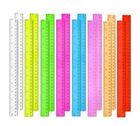 Lot de 16 règles en plastique transparent de 30,5 cm en vrac avec pouces et centimètres, couleurs assorties pour enfants, idéales pour la rentrée scolaire, la salle de classe, le bureau, la maison
