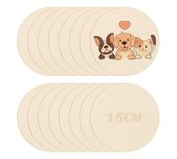 Lot de 16 rondelles simples en bois - Diamètre : 15 cm - Cercles en bois non traités - Diamètre : 15 cm - Cercles en bois non traités - Découpe pour bricolage - Blancs - Fins pour dessous de verre et