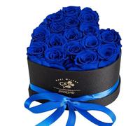 Lot de 16 roses éternelles dans une boîte en forme de cœur, cadeau d'anniversaire pour femme, mère, épouse, 100 % vraies roses durent 3 ans. Boîte cadeau rose éternelle pour la Saint-Valentin, Noël,