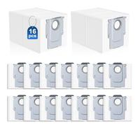 Lot de 16 sacs d'aspirateur pour Roborock S8 MaxV Ultra/Saros 10/10R/Qrevo Pro/Q revo/Qrevo MaxV/Qrevo S/Qrevo master/S8 Max Ultra, 3 l, grande capacité