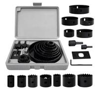 Lot de 16 scies cloches bimétalliques - Diamètre : 19 à 127 mm - Profondeur de coupe : 20 mm - Avec mallette de transport - Coupe-acier au carbure - Pour bois, plaque de plâtre et plastique