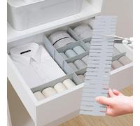 Lot de 16 séparateurs de tiroir, réglables, séparateurs de tiroir, séparateurs de tiroir, séparateurs pour sous-vêtements, chaussettes, cosmétiques, chambre à coucher, bureau, bricolage (gris)