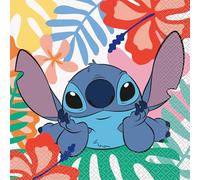 Lot de 16 serviettes de table multicolores Disney Lilo et Stitch « Inclinable Stitch » - Parfaites pour les anniversaires, les fêtes à thème et une utilisation quotidienne