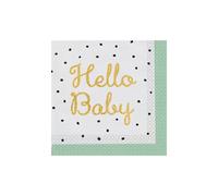 Lot De 16 Serviettes Hello Baby - Vert Vert